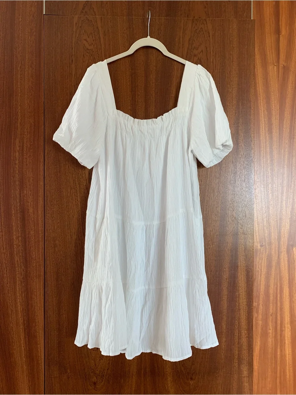 Joy Joy White Short Sleeve Dress Large